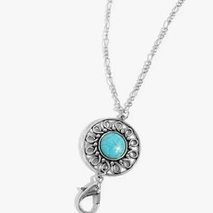 Silver Pendant Lanyard with Turquoise Stone